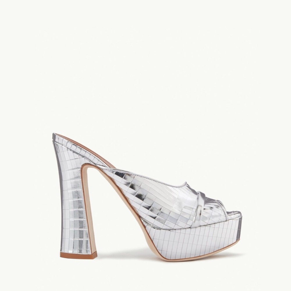 NIB Malone Souliers Yasmin 125mm SILVER $750
